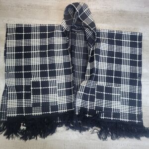 HYFVE Hooded Poncho Black & White with Fringe